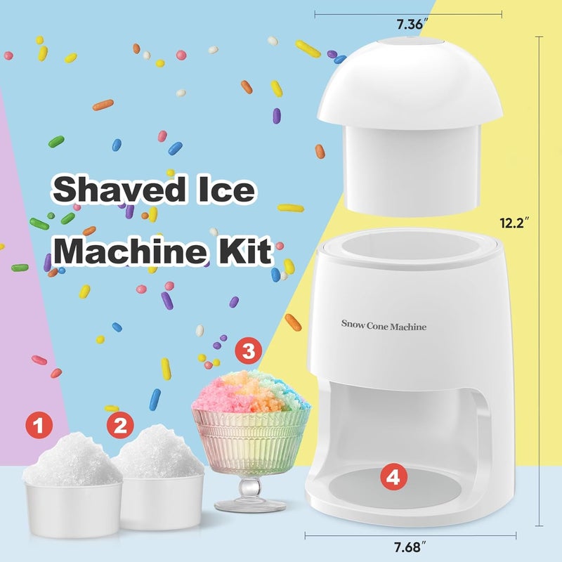 InchUp Electric Snow Cone Machine, Shaved Ice Maker Slushie Machine for Home, Kids Fast Fluffy Ice Shaver, Gift Ideal for Family Christmas Holiday, White - Image 2